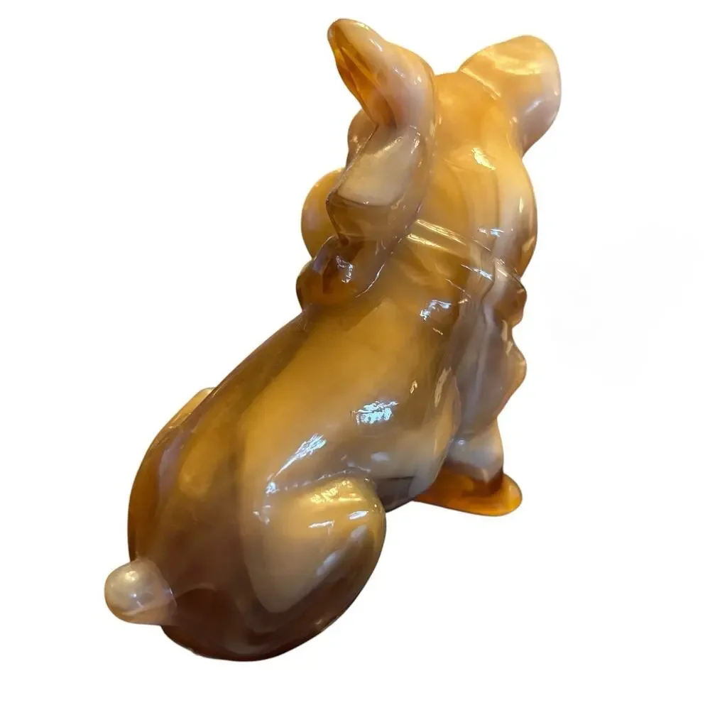 Vintage 1960s Imperial Caramel Slag Glass Parlour Pup Bulldog Figurine